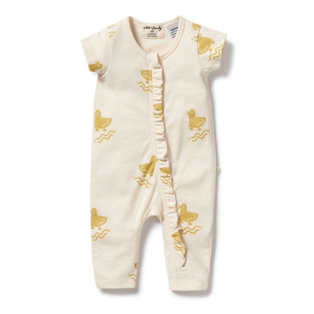 Quack Quack Organic Ruffle Zipsuit