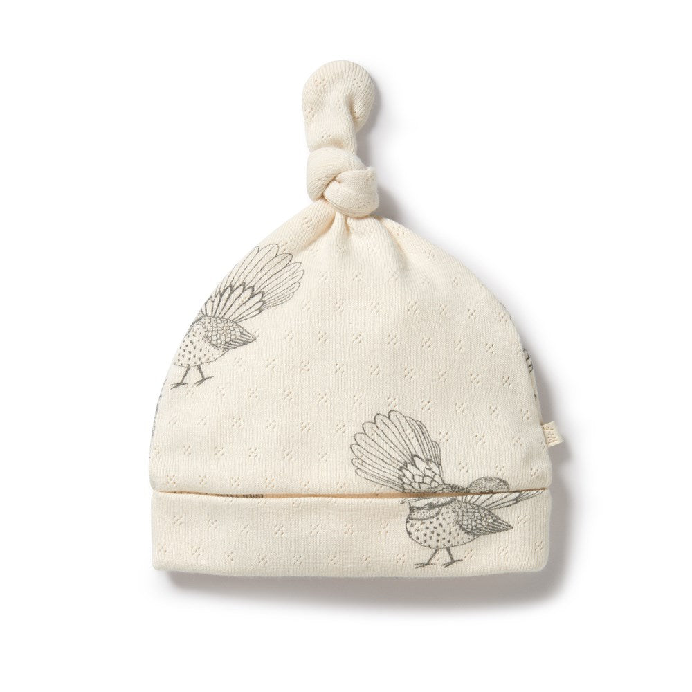 Little Fantail Organic Pointelle Knot Hat