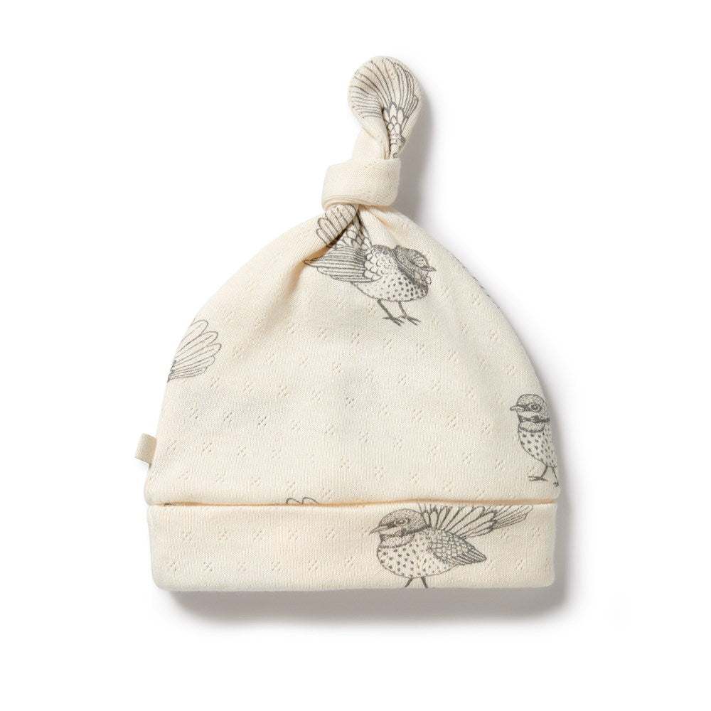 Little Fantail Organic Pointelle Knot Hat