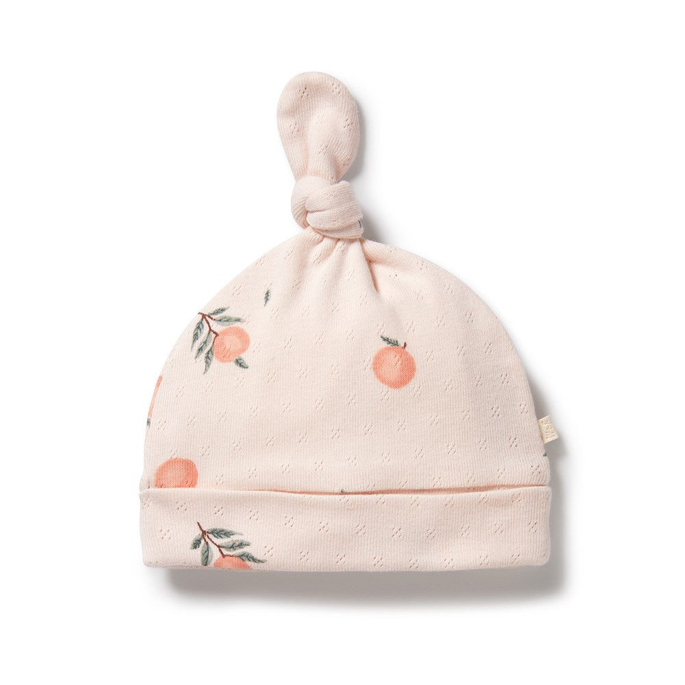 Peaches Organic Pointelle Knot Hat