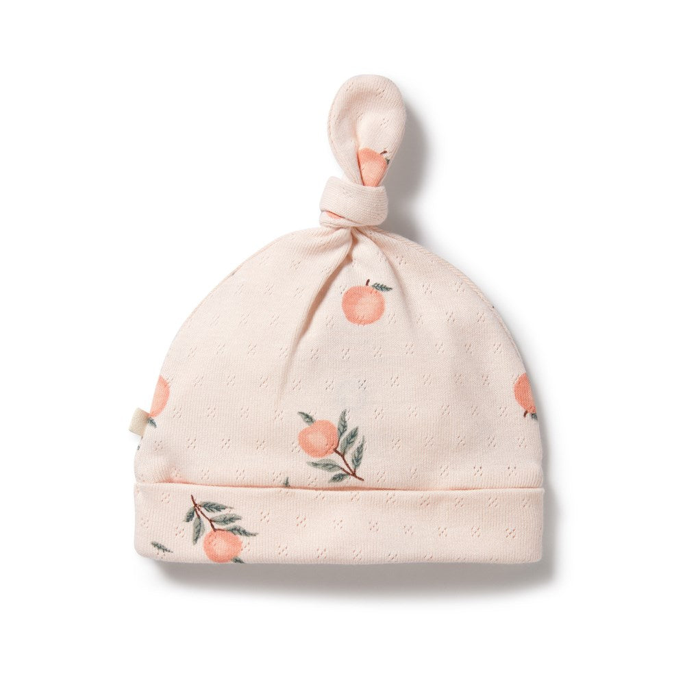 Peaches Organic Pointelle Knot Hat