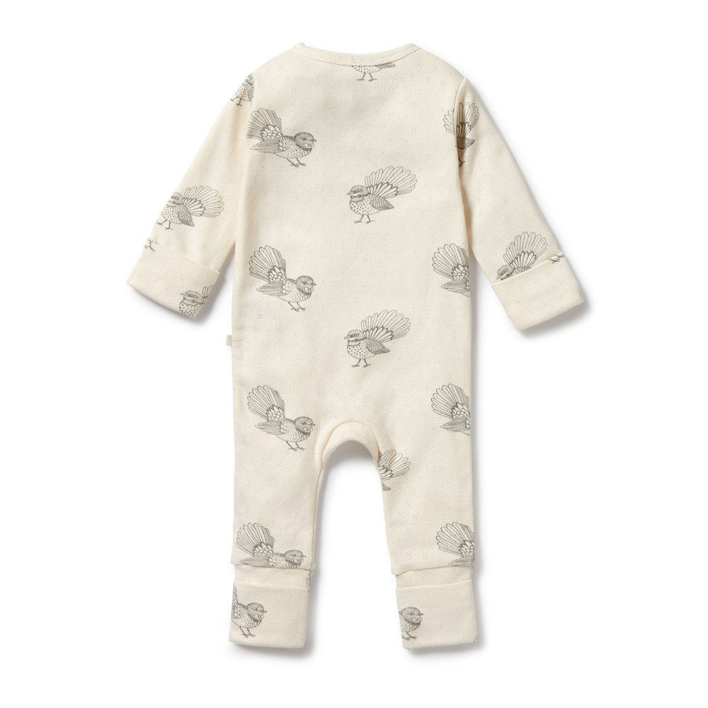 Little Fantail Organic Pointelle Zipsuit with Feet