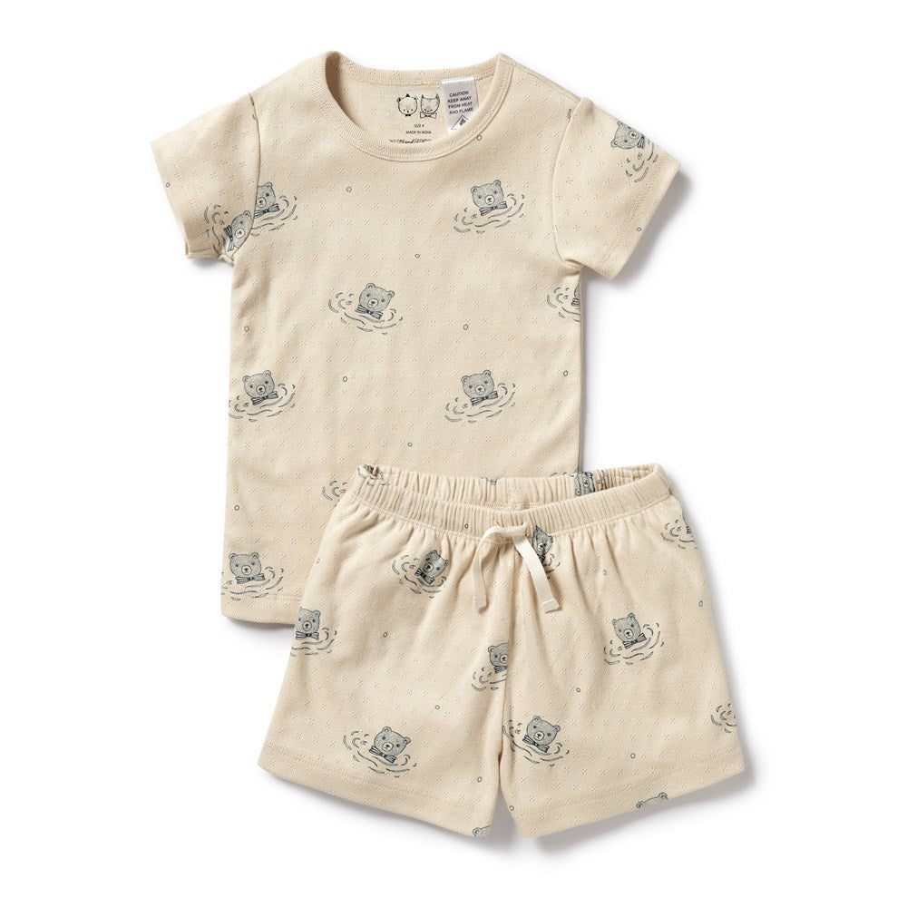 Little Bear Organic Pointelle Short Sleeved Pyjamas