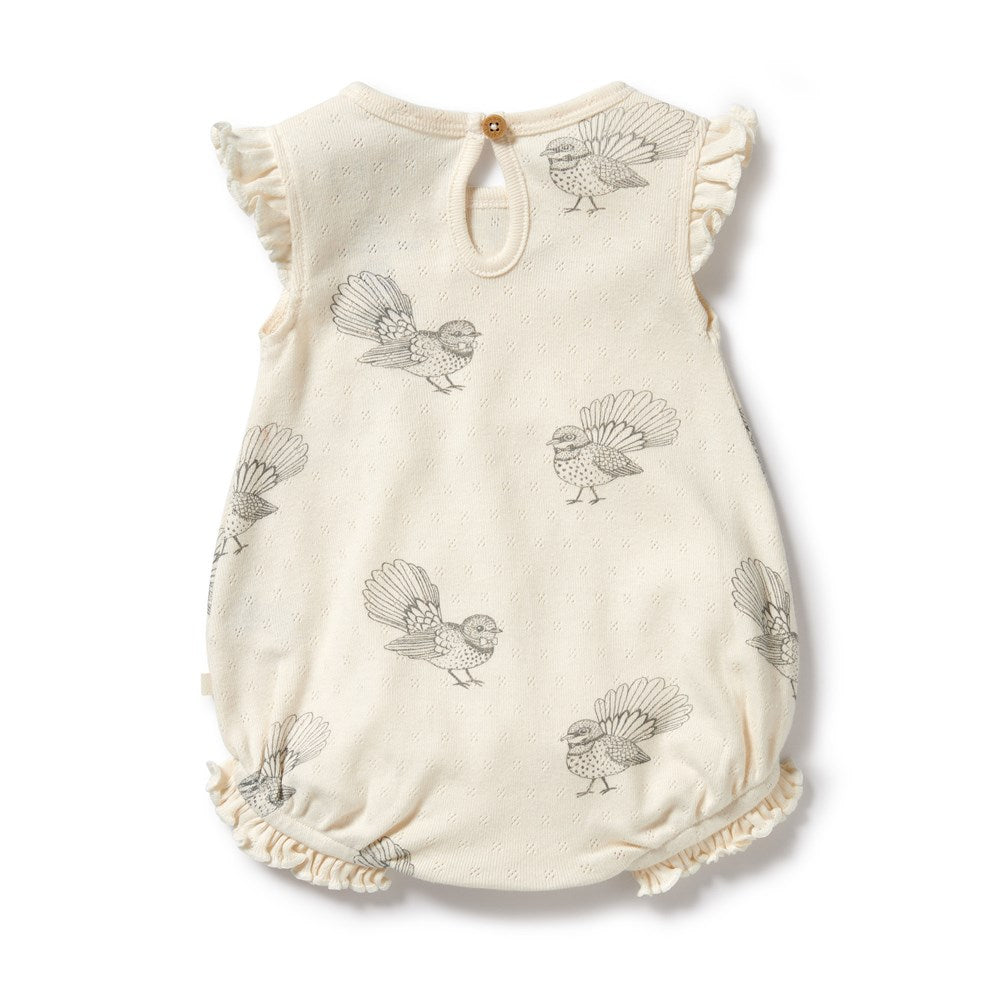 Little Fantail Organic Pointelle Ruffle Growsuit