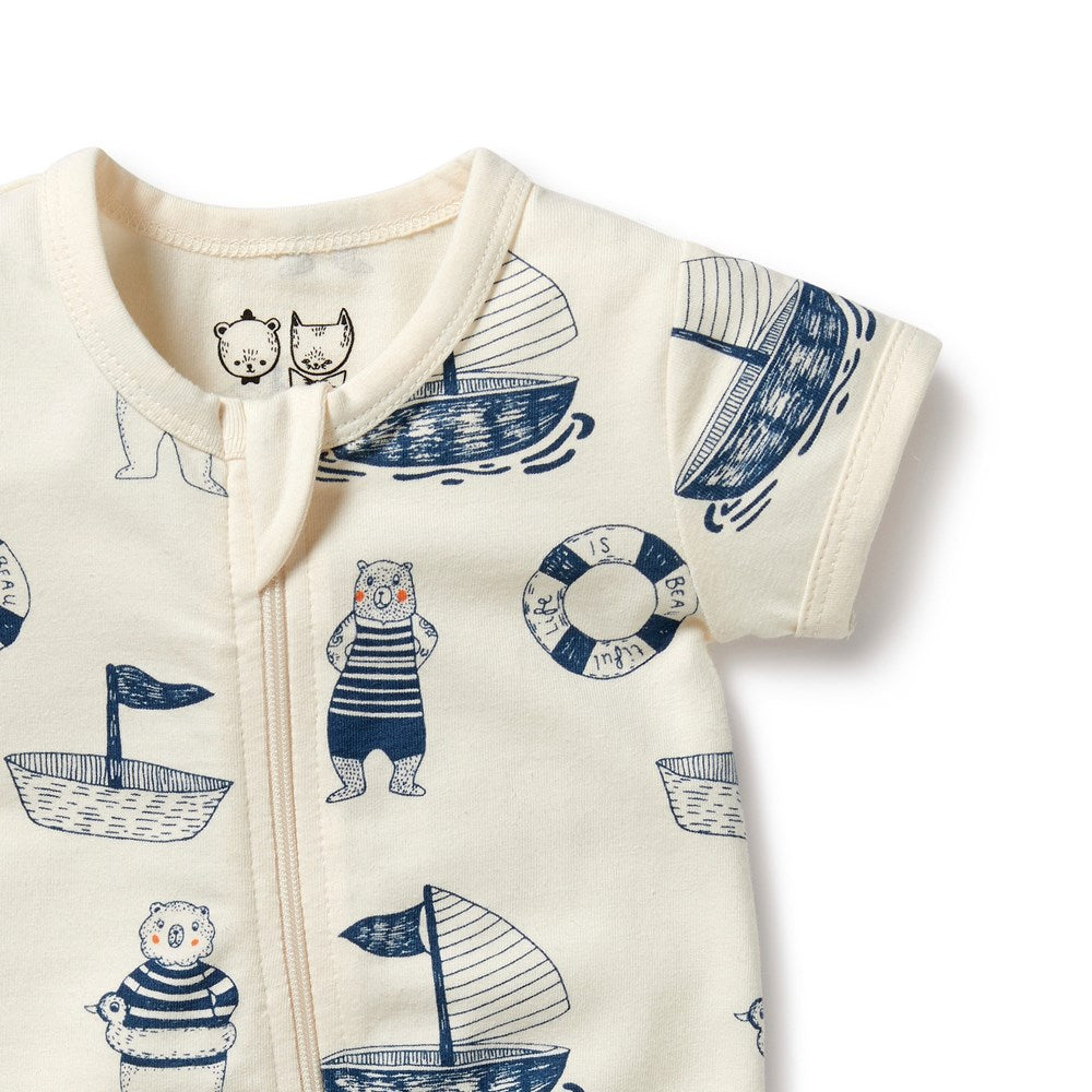 Nautical Bear Organic Boyleg Zipsuit