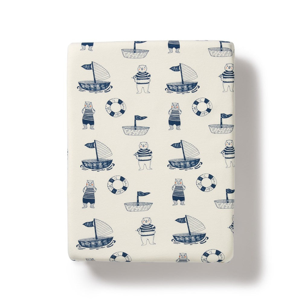 Nautical Bear Organic Bassinet Sheet