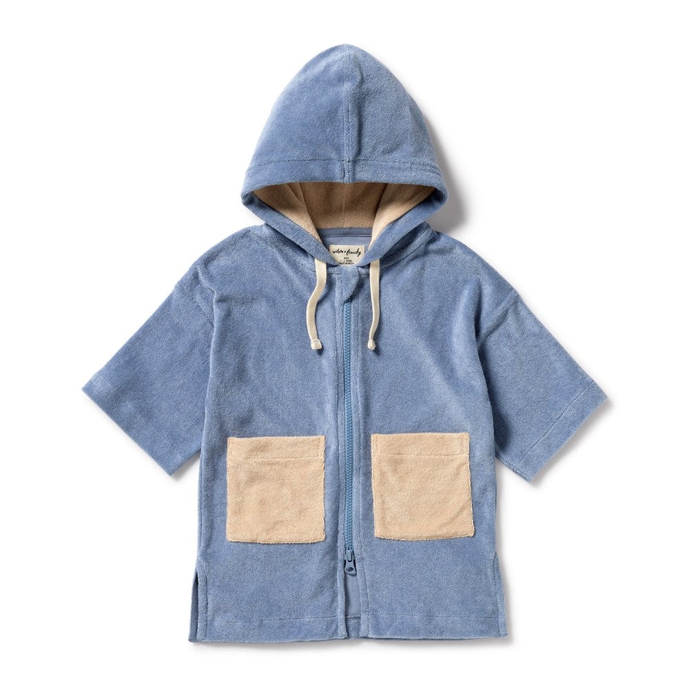 Dusty Blue Organic Terry Hooded Towel