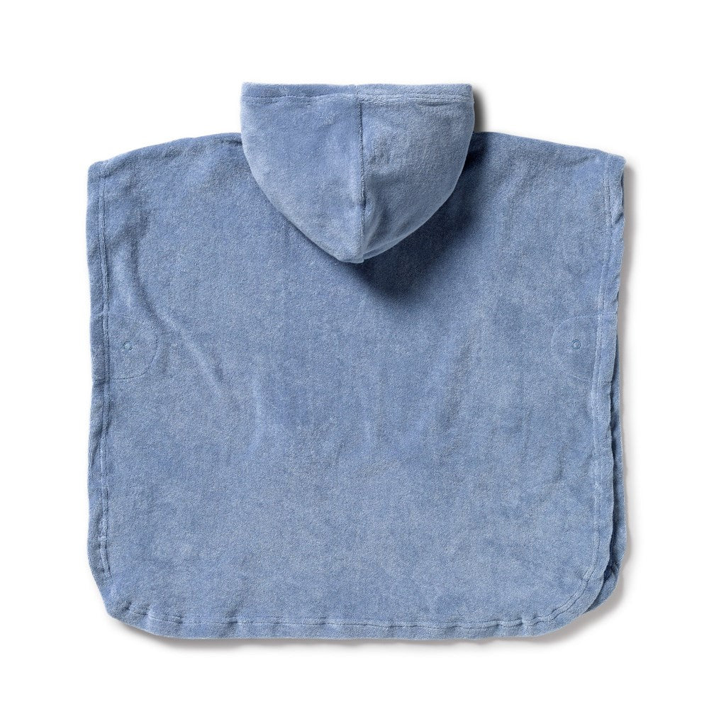 Dusty Blue Organic Terry Hooded Poncho