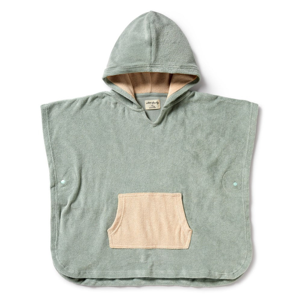 Pistachio Organic Terry Hooded Poncho