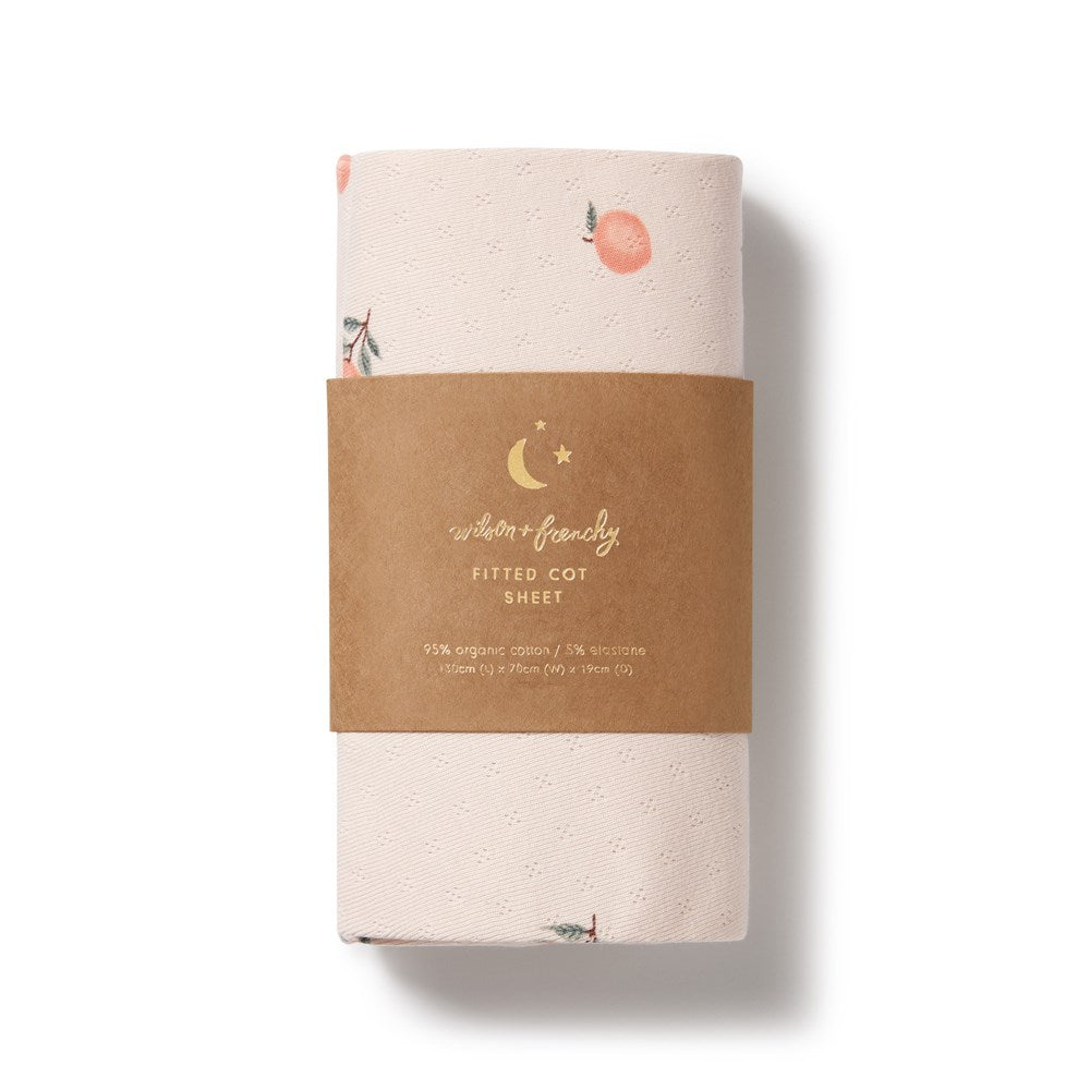 Peaches Organic Pointelle Cot Sheet