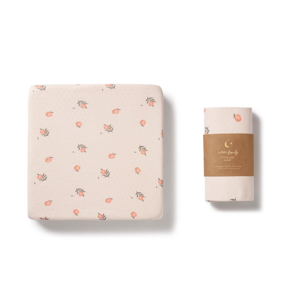 Peaches Organic Pointelle Cot Sheet