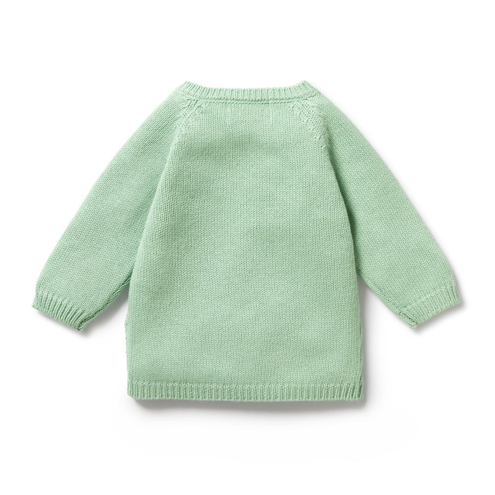 Mint Green Knitted Pointelle Kimono Cardigan